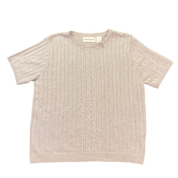 Alfred Dunner Size Medium Blouse Silver Metallic Sparkly Short Sleeve Holiday - Picture 3 of 10